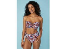 2026 top de Bikini Sem Cinto Estampado Animal para Mulher com Armadura Interna e Fecho de Broche