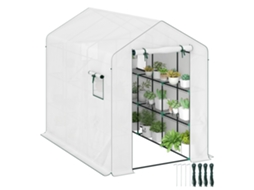 Estufa De Malha Jardim 3 M² Com Prateleiras Níveis, 135 G/m² Reforçada Em Pe Anti-uv, Porta Enrolar E Janelas