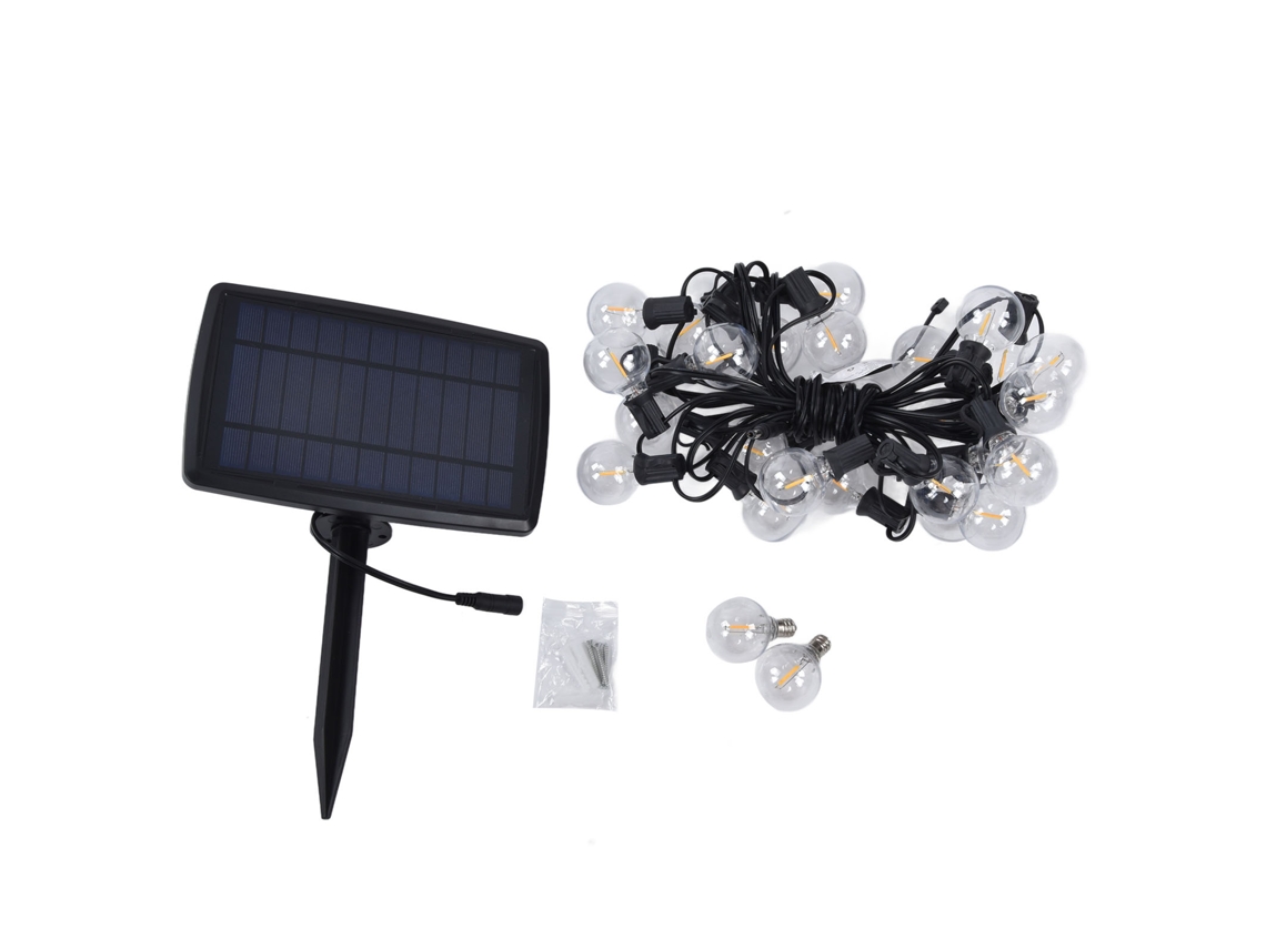 2026 luces de Cadena Solar G40 com 27led 4 Modos Ip65 Luz Cálida 25ft para Jardim Pátio Festa Decoração Exterior