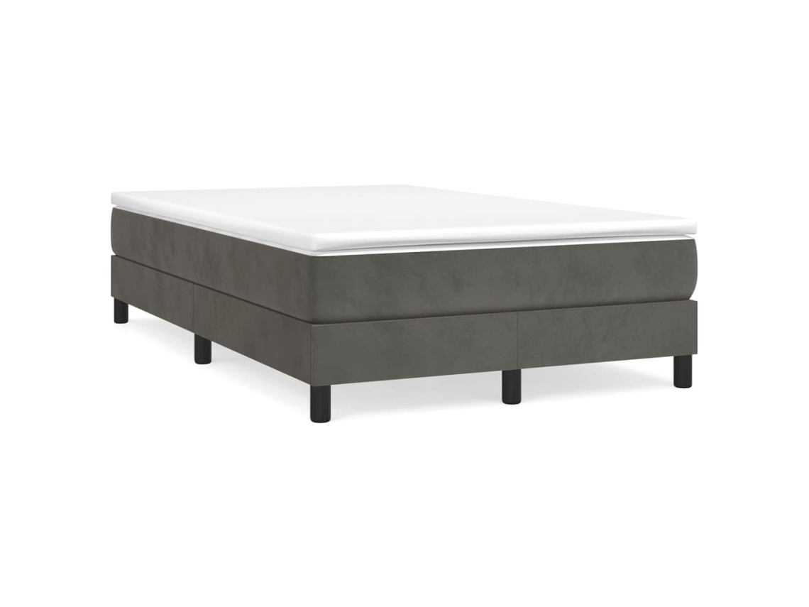 Cama Boxspring com Colchão Veludo Cinzento Escuro MAISON EXCLUSIVE (120x200 cm)