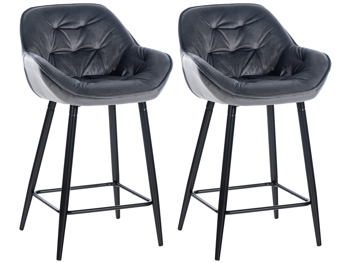Conjunto de 2 bancos de bar Gibson cinza escuro/veludo CLP