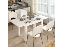 Mesa Extensível Para 6 A 8 Lugares, Branca, Com Medidas De 140 A 180 Cm De Comprimento Por 80 Cm De Largura