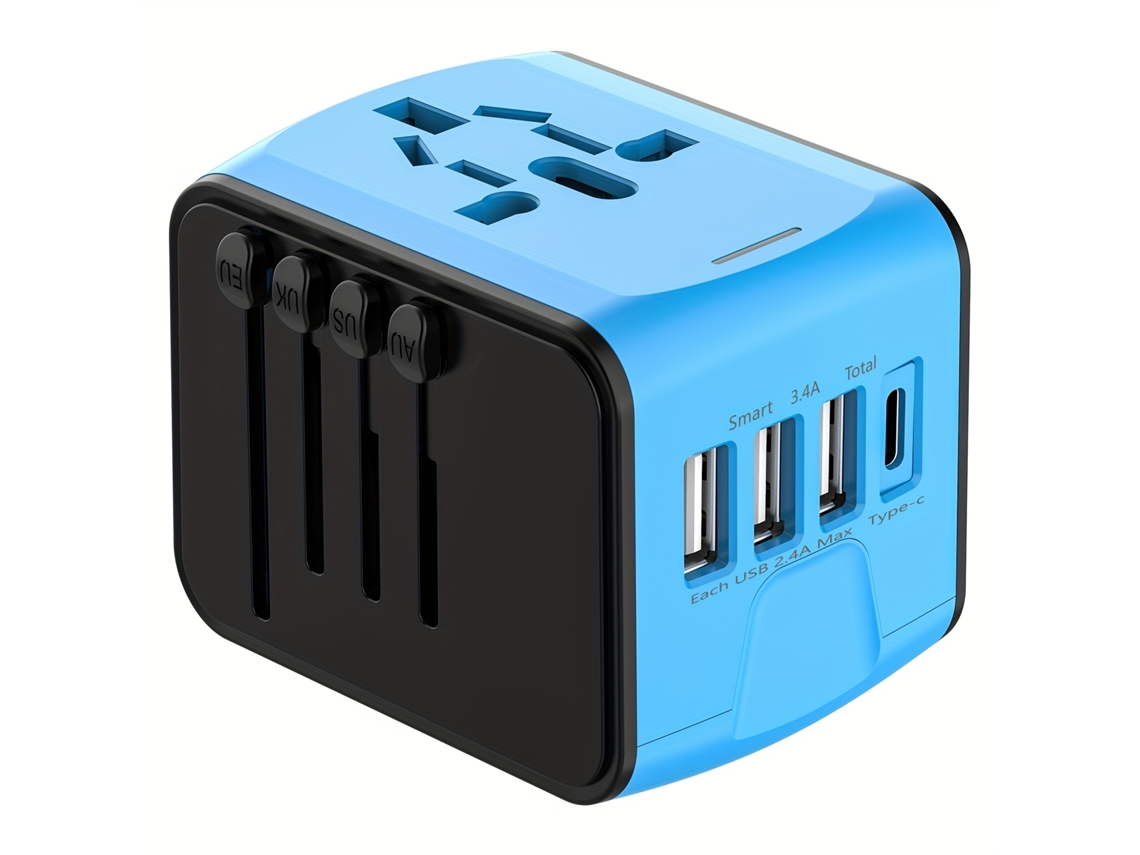 Adaptador De Viagem Universal, Adaptador De Energia Internacional, Azul