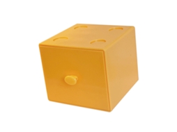Caixa de armazenamento para mesa quadrada empilhável de plástico com gaveta amarelo leite com marca