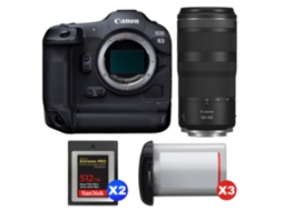 Eos R3 + Rf 100 400mm F/5.6 8 Is Usm + 2 Sandisk 512gb Extreme Pro Cfexpress Type B + 3 Canon Lp e19 + Ebook Pricedirect CANON