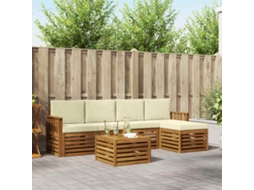 Vidaxl Conjunto De Sofás Para Exterior 6 Unid. Natural E Creme