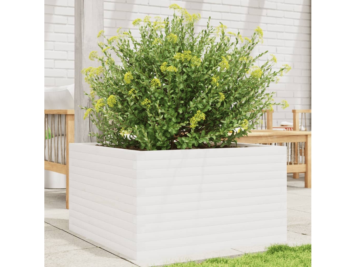Vidaxl Vaso/floreira De Jardim 80x80x45,5 Cm Pinho Maciço Branco