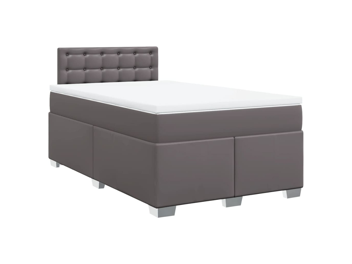 Cama Boxspring com Colchão 120x190 cm Couro Artificial Cinzento MAISON EXCLUSIVE