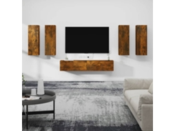 Conjunto Móveis De Tv 6 Pcs Madeira Processada Carvalho Fumado Dkd Home Decor