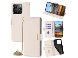 Capa De Couro Pu Com Suporte Tipo Carteira E Alça De Ombro Transversal Para Xiaomi Redmi Note 14 4g (164,84 Mm) - Branco