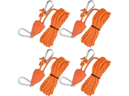 4 Cuerdas Reflectantes para Tiendas, 4mm Con Polea Y Ajustador de Aluminio, Resistentes para Camping Y Senderismo a Naranja