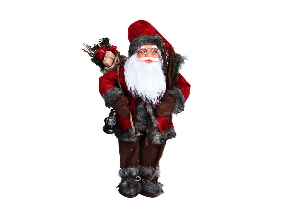 Boneca de Ação Papai Noel Decorativa Natal Bastão 30cm | S/MARCA