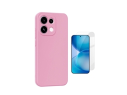 Kit Vidro Clearglass Capa Silicone Líquido Phonecare Para Oppo Reno16 F 5g - Rosa