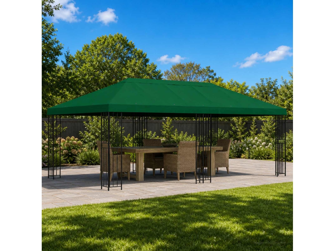 Vidaxl Gazebo De Jardim 6 X 3 M Verde Poliéster E Aço 190 Gsm