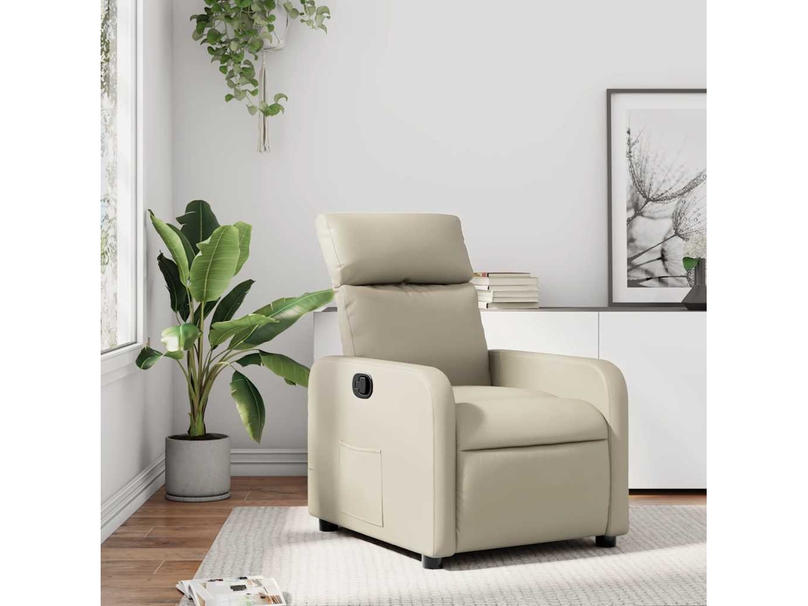 Vidaxl Poltrona Reclinável Couro Artificial Cor Creme