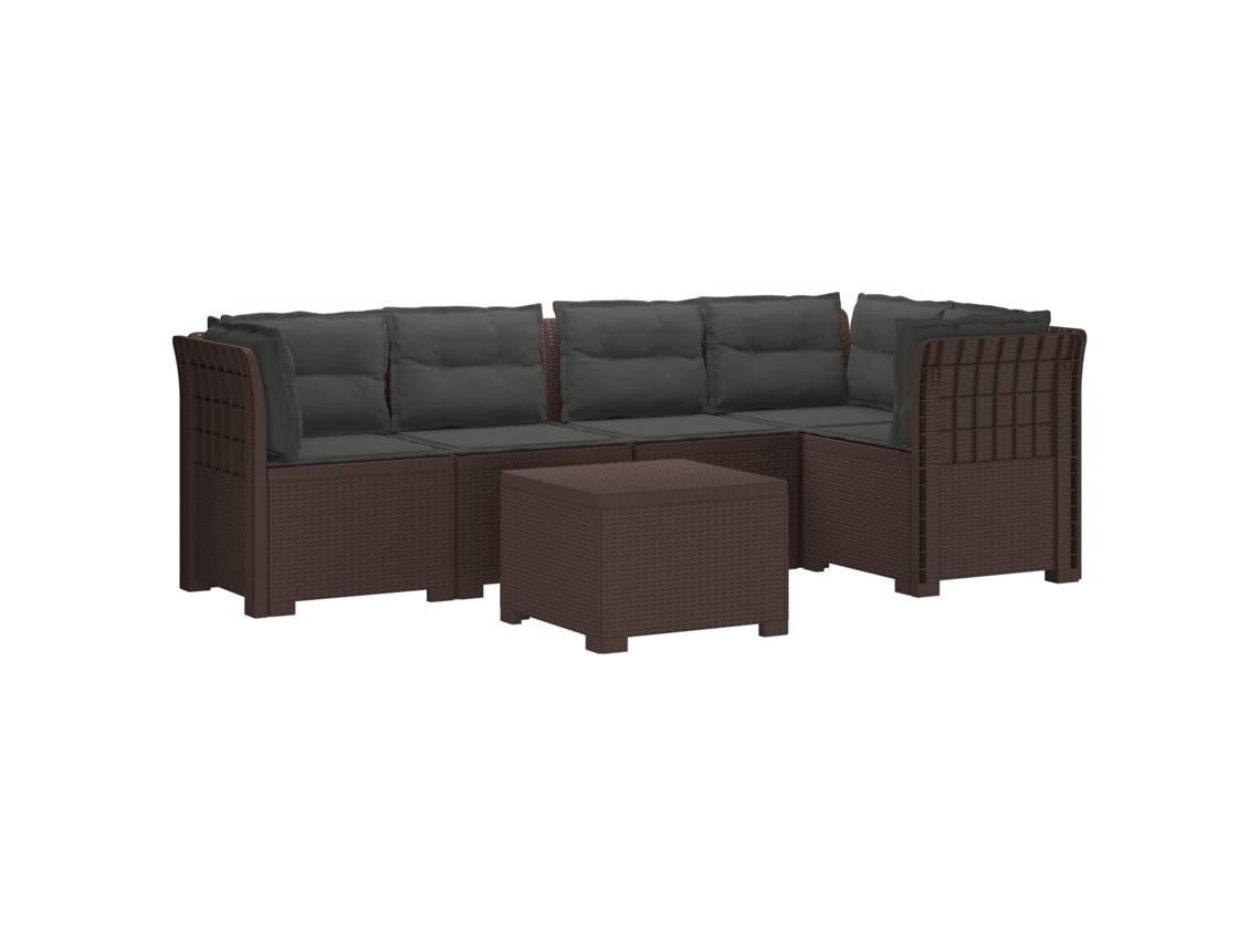 Maison Exclusive - Sofá De Jardim De 5 Pessoas Com Almofadas Visual De Rattan Pp