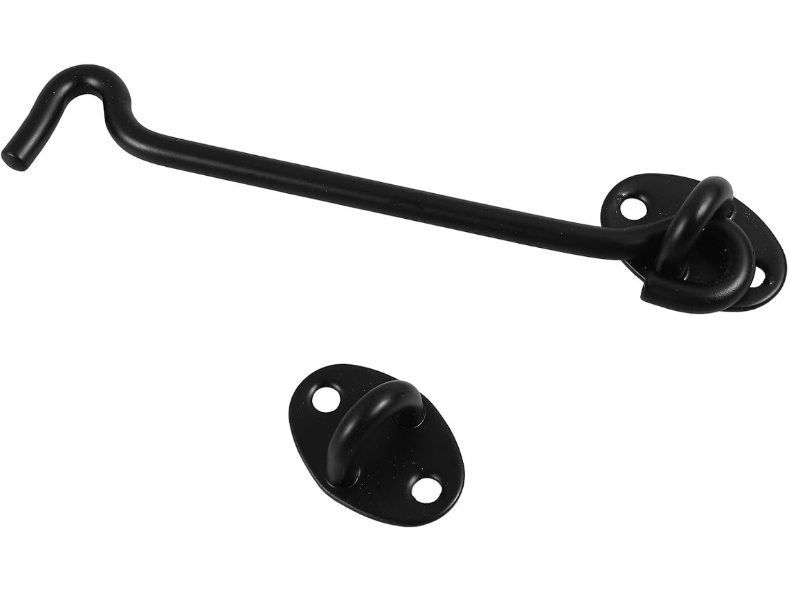 Fechadura De Porta Villcase Em Aço Inoxidável, Fecho De Gancho Preto Com Fusos Janelas E Portas, Ideal