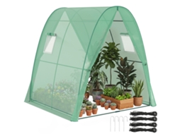 Abrigo De Jardim Em Arco Com Sacos De Areia E Cobertura De Plástico, 2 Portas De Enrolar, Janelas De Tela, Portátil, 1,8 X 1,8 X 2 M, Verde