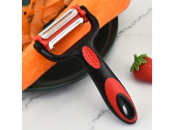 Descascador Rotativo 3 em 1 em Aço Inoxidável , Utensílio de Cozinha Ecológico MDUG (preto e Vermelho)