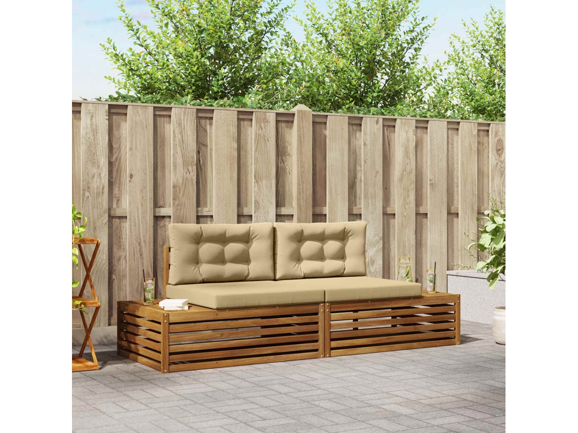 Vidaxl 2 Unid. Conjunto De Sofás Para Exterior Natural E Bege