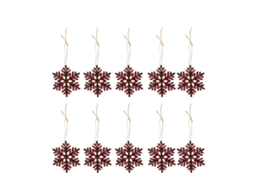 Laxiscreed Pack De 10 Pendentes Decorativos Com Estampa Xadrez Vermelha E Preta Com Flocos De Neve