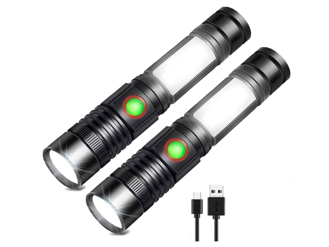 Tochas Led Recarregáveis Incluindo Bateria De 2500 Mah Mini Tochas Magnéticas Super Brilhantes Táticas Pacote Com 2 Pretas Yunzii