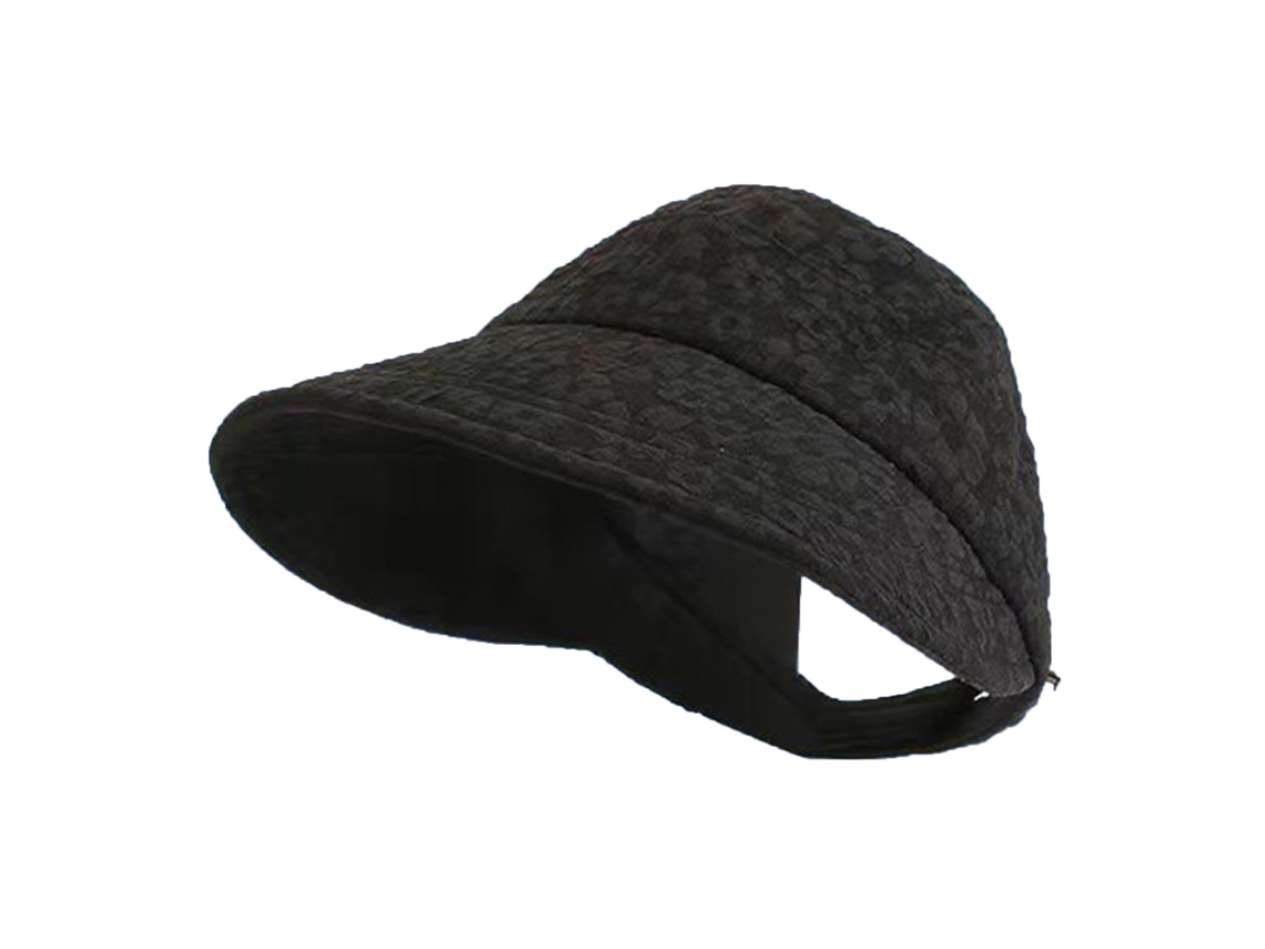 Chapéu de sol feminino com topo meio vazio ajustável com velcro para verão atividades ao ar livre preto S/MARCA