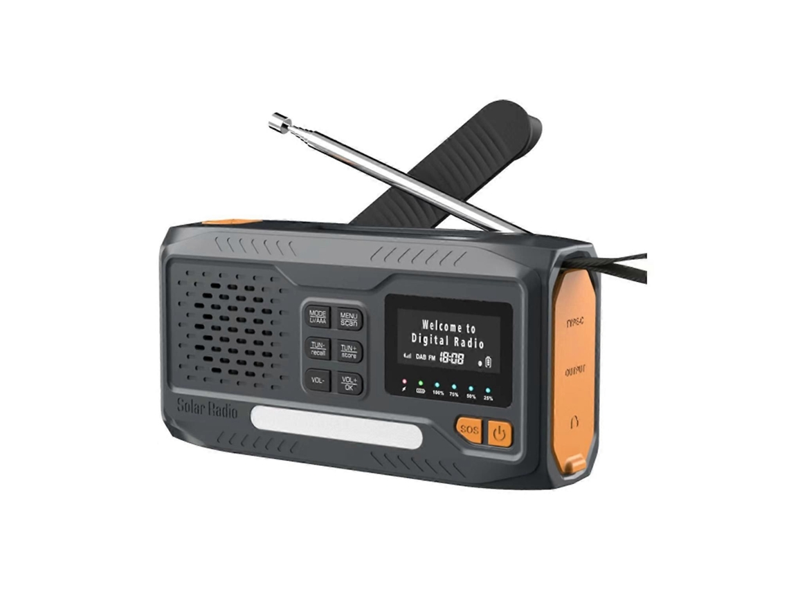 Rádio de Emergência Bluetooth GOKOCO com DAB/FM, solar, manivela, lanterna e SOS