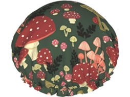 Touca De Banho Com Estampa Luminosa Cogumelos Reutilizável, Dupla Camada, Item Essencial Para Viagens, Hotéis E Salões