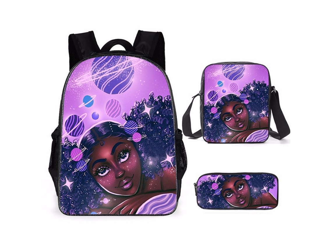 KOHREE Conjunto de Três Peças de Mochila Escolar para Menina Africana