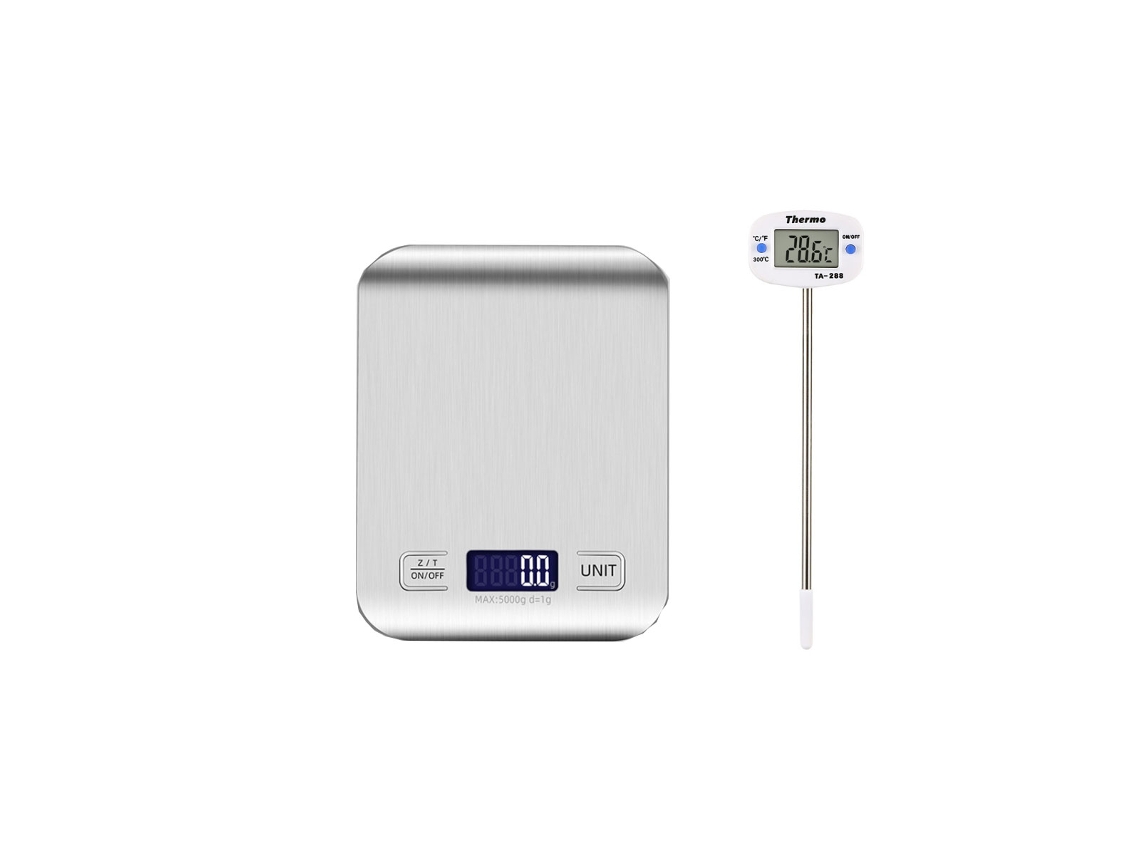 Balança de Cozinha de Aço Inoxidável com Bateria, Capacidade de 10 Kg e Visor Lcd AQUAFORGE