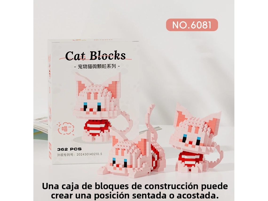 Brinquedo de Blocos de Montar: Gato Laranja Miau Miau com Vaca Prateada em Degradê MDUG (estilo 5)