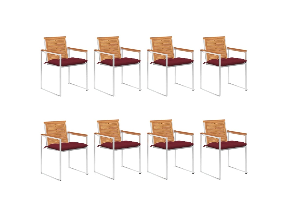 Vidaxl Cadeiras De Jardim 8 Pcs C/ Almofadões Madeira De Acácia Maciça