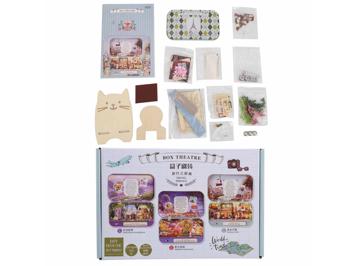 Mali kit Casa de Bonecas de Madeira Diy com Luz Led Miniatura Presente Brinquedo para Crianças Q 012