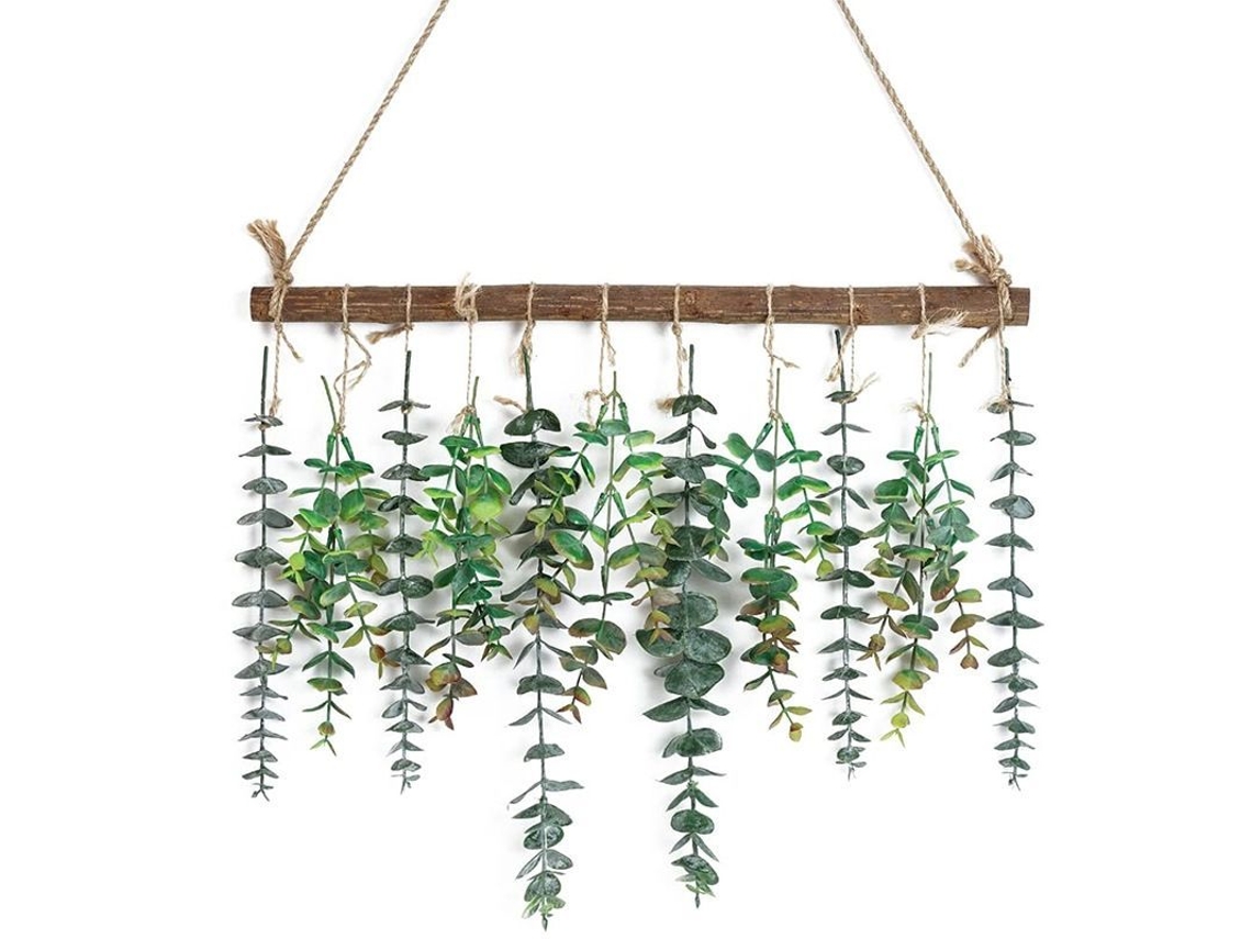 Decoração De Parede De Eucalipto Falso Para Banheiro - Decoração Rustica Boho Em Casa Verde