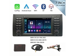 Autorádio SZSMART BMW Série 5 X5 M5 E39 E53 4 core 2gb+32gb, Carplay Sem Fios e Android Auto, GPS, Comando no Volante, Plug Play