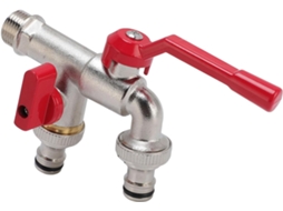 Torneira De Jardim Com Entrada Dupla 3/4" E Saída 25 Mm Em Latão,