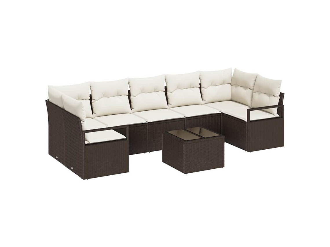 Maison Exclusive - Conjunto De Sofás 8 Pcs Marrom E Creme Vime Pe