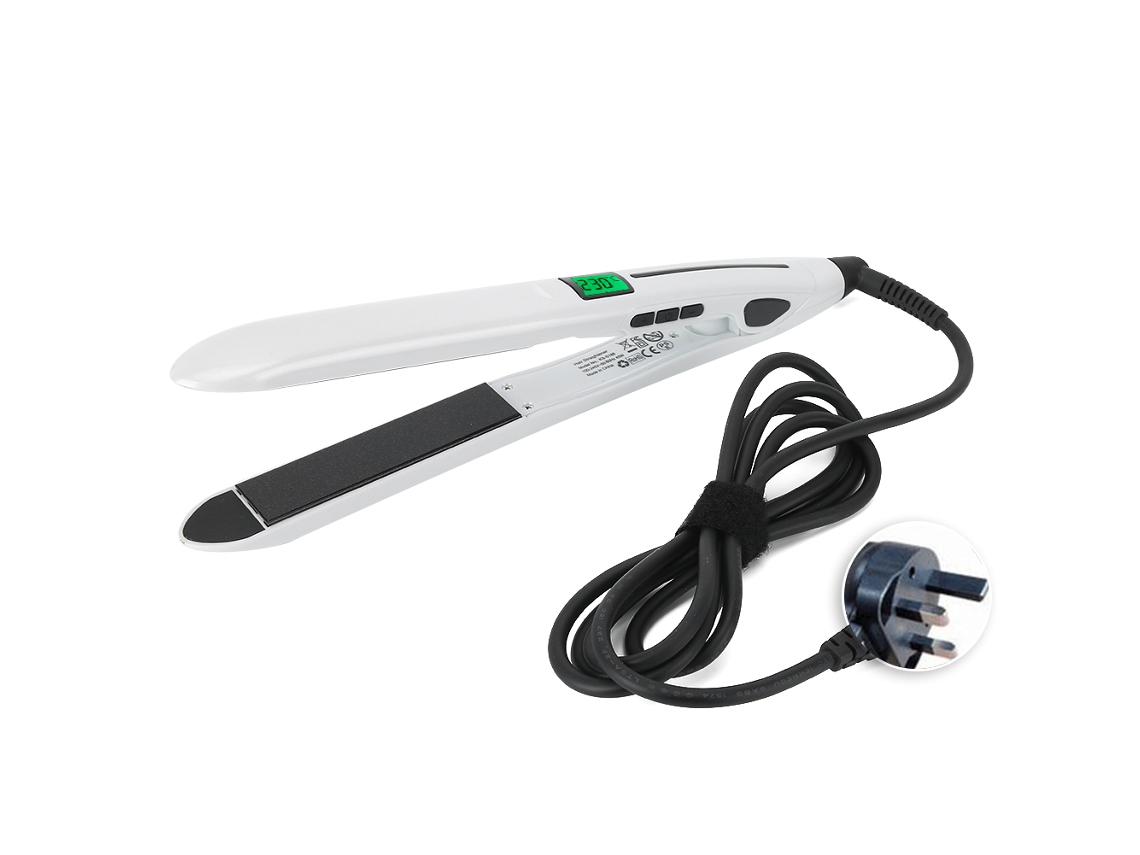 Mini Prancha De Cabelo E Ondulador 2 Em 1 Com Led Ajuste De Temperatura 110-240v Plugue Uk Branco