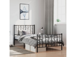 Estrutura De Cama Com Cabeceira E Pés 100x200 Cm Metal Preto