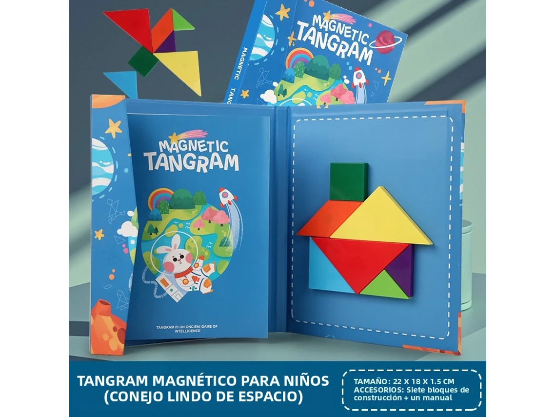 Jogo De Quebra-cabeça Magnético 3d De Madeira: Brinquedo Tangram Com Formas Geométricas