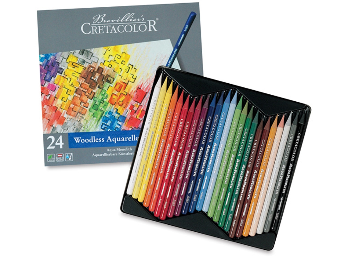 Lápis De Aquarelável Cretacolor Aqua Monolith, Conjunto Com 24 Cores Em Lata.