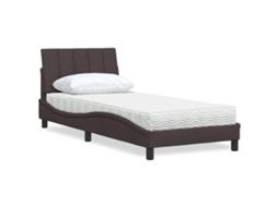 Vidaxl Cama Com Colchão Hanko 90x190 Cm Tecido Castanho-escuro