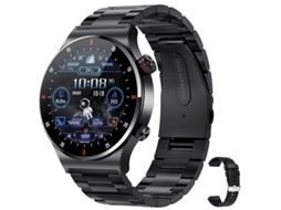 Relógio Inteligente Qw33 Com Ecgppg, Reprodutor De Música, Pedômetro, Chamadas Bluetooth, Aço Preto Silicone. Yunzii
