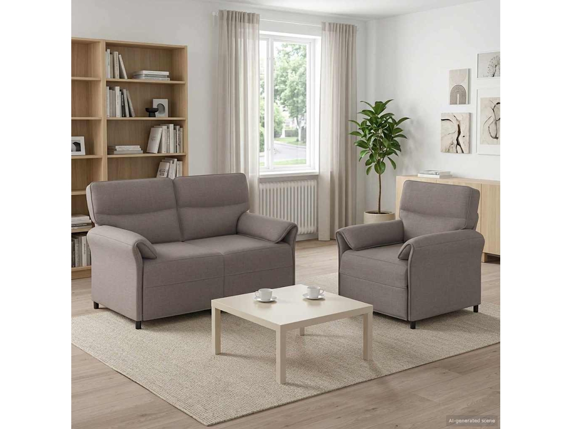 Vidaxl Conjunto De Sofás 2 Unid. Cinzento-acastanhado Tecido