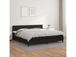 Vidaxl Cama com Molas/colchão 200x200 Cm Couro Artificial Preto
