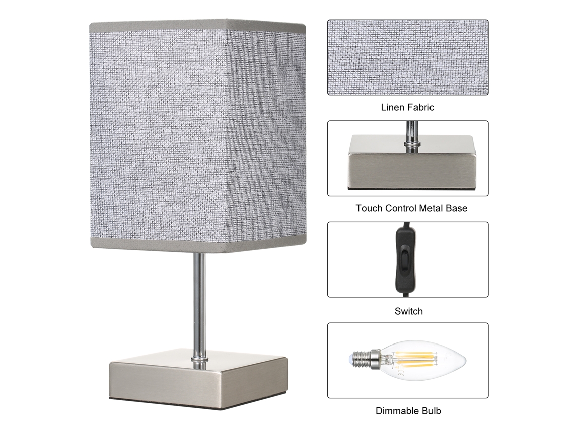 2026 lâmpada de Mesa de Noite Led com Controle Táctil e Regulável para Quarto, Sala e Hotel