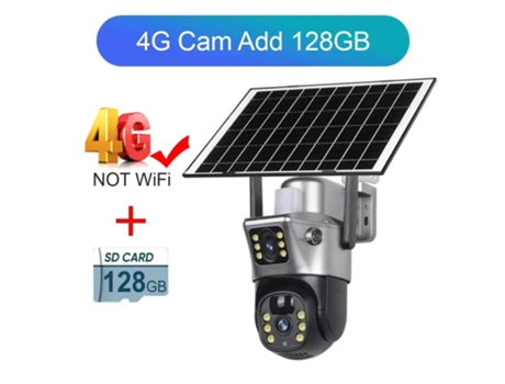 Câmera Wi-Fi Solar de 8 MP com Tela Dupla PTZ, Bateria de Lente Dupla, Rastreamento Humano Automático, Detecção de Movimento… Nibiok