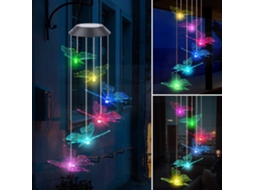 Carrilhão De Vento Solar Led Com Bolas De Cristal Mudança De Cores Ip65