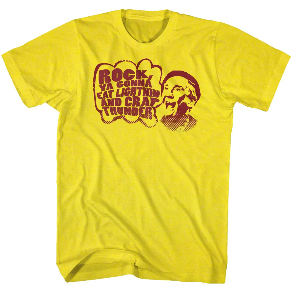 Unisex Adult T-shirt Rockinstone Rocky Movie Eat Lightning Solid Yellow Sizem